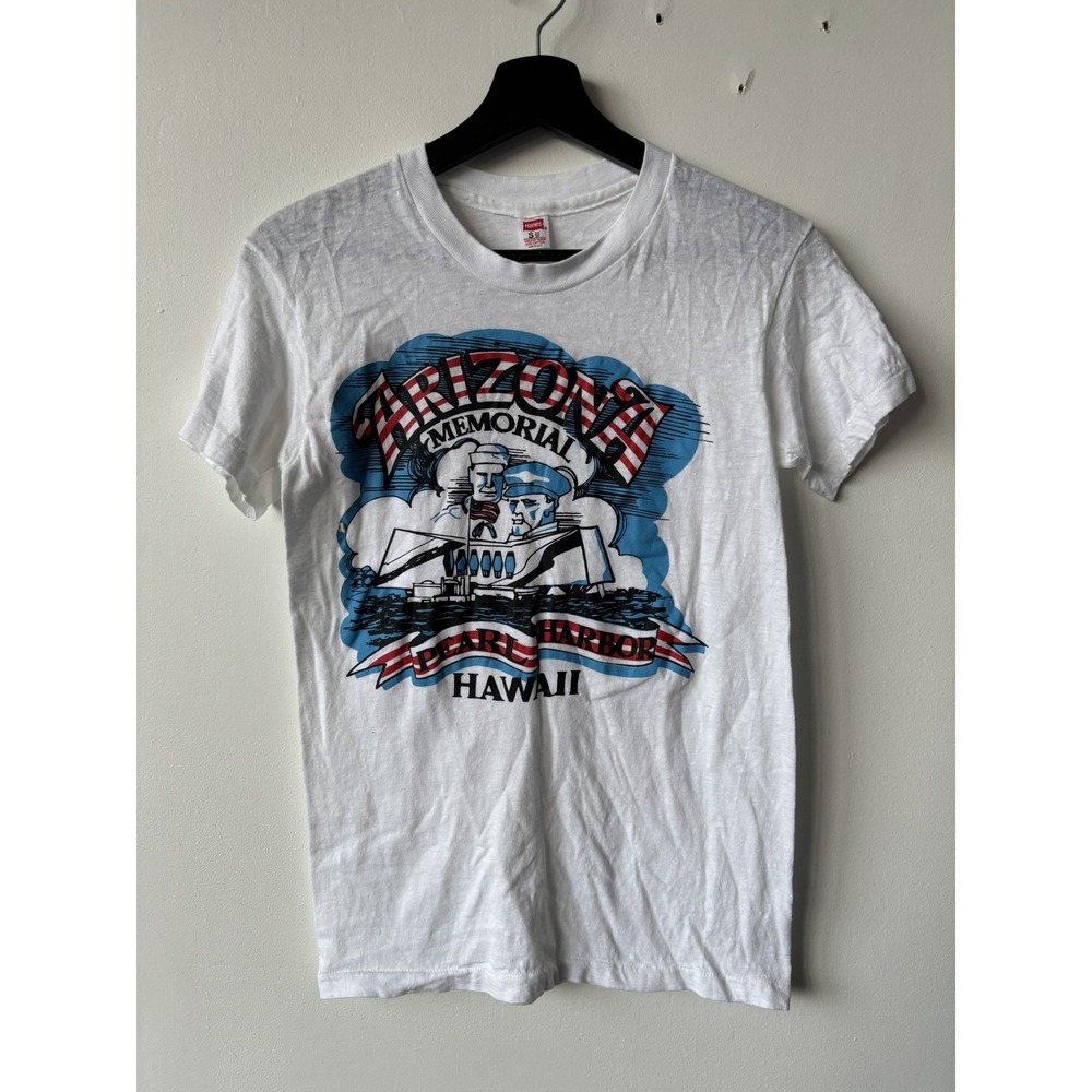 Vintage Arizona Memorial Shirt Mens XS Pearl Harbor Hawaii Souvenir 80s USA - Picture 1 of 7